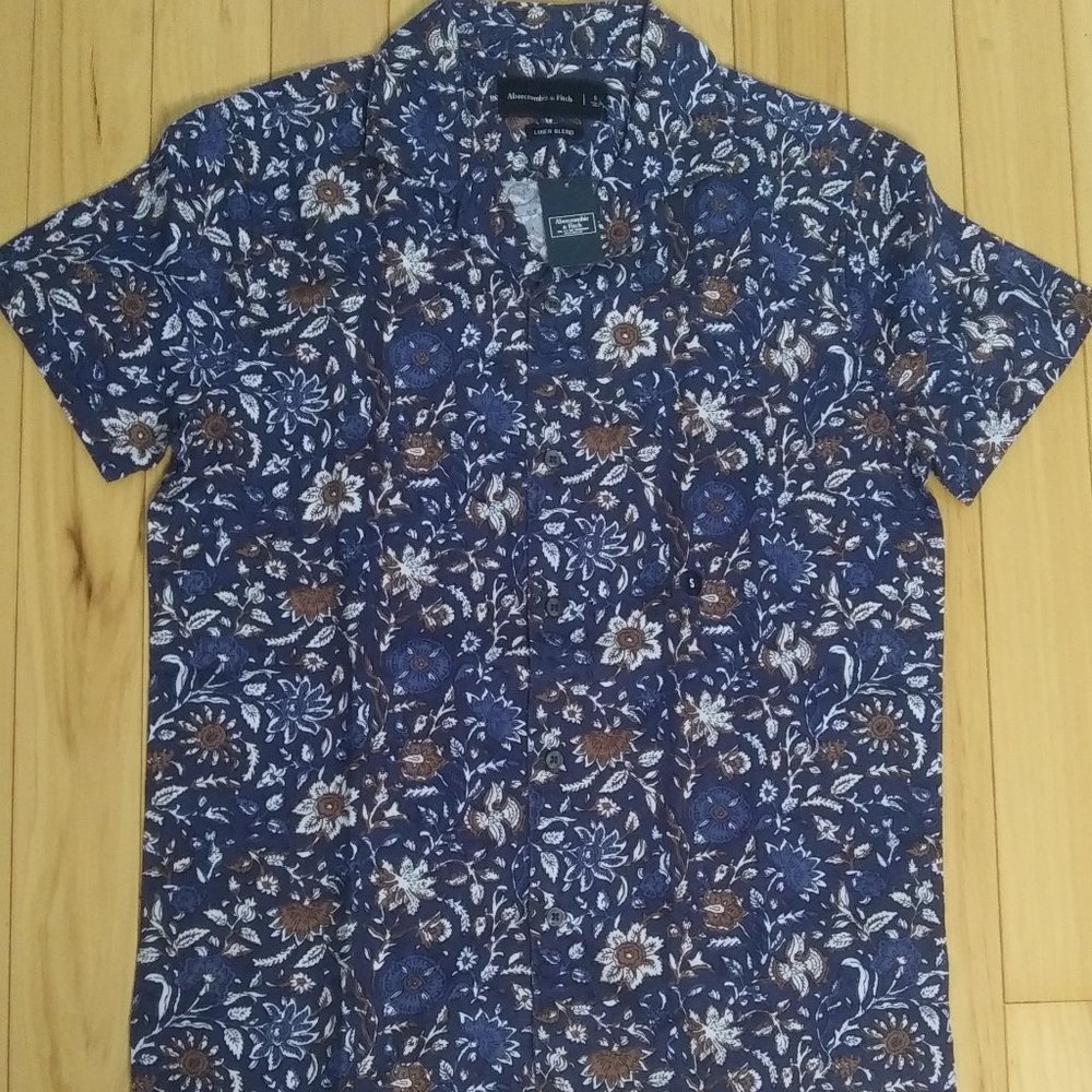 Abercrombie & Fitch Button Up Linen Blend Shirt S - image 1